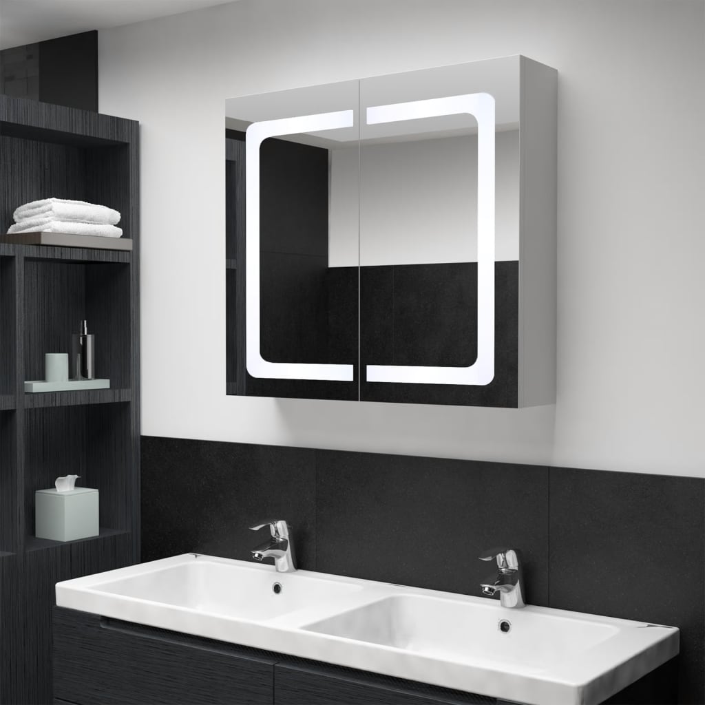Szafka łazienkowa z lustrem i LED, 80 x 12,2 x 68 cm vidaXL