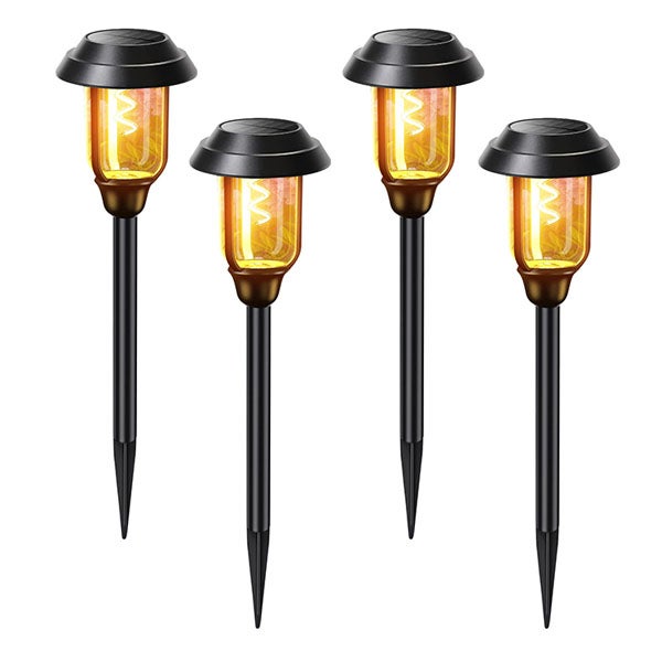 Solarna lampa ścieżkowa na zewnątrz, zestaw 4 solarnych lamp zewnętrznych, wodoodporne solarne lampy ogrodowe zewnętrzne - ciepłe światło