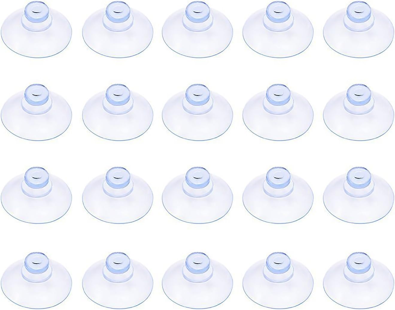 Opakowanie 20 małych, przezroczystych przyssawek plastikowych, bez haczyka, 20 mm