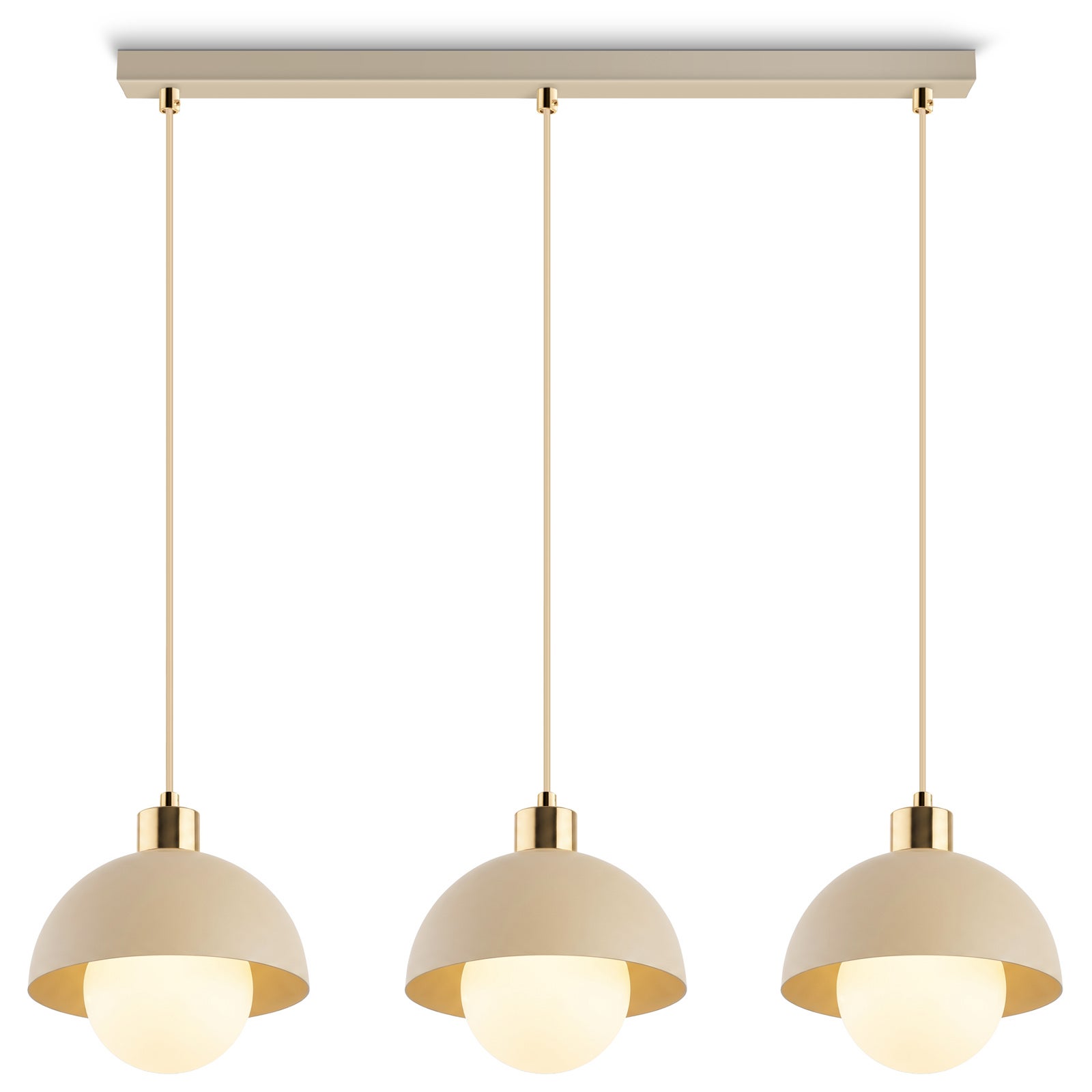 Lampa wisząca nad stół żyrandol szklane kule beżowa złota kaszmir ecru 3xg9