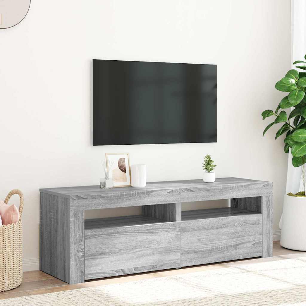 Szafka pod TV z LED, szary dąb sonoma, 120x35x40 cm vidaXL