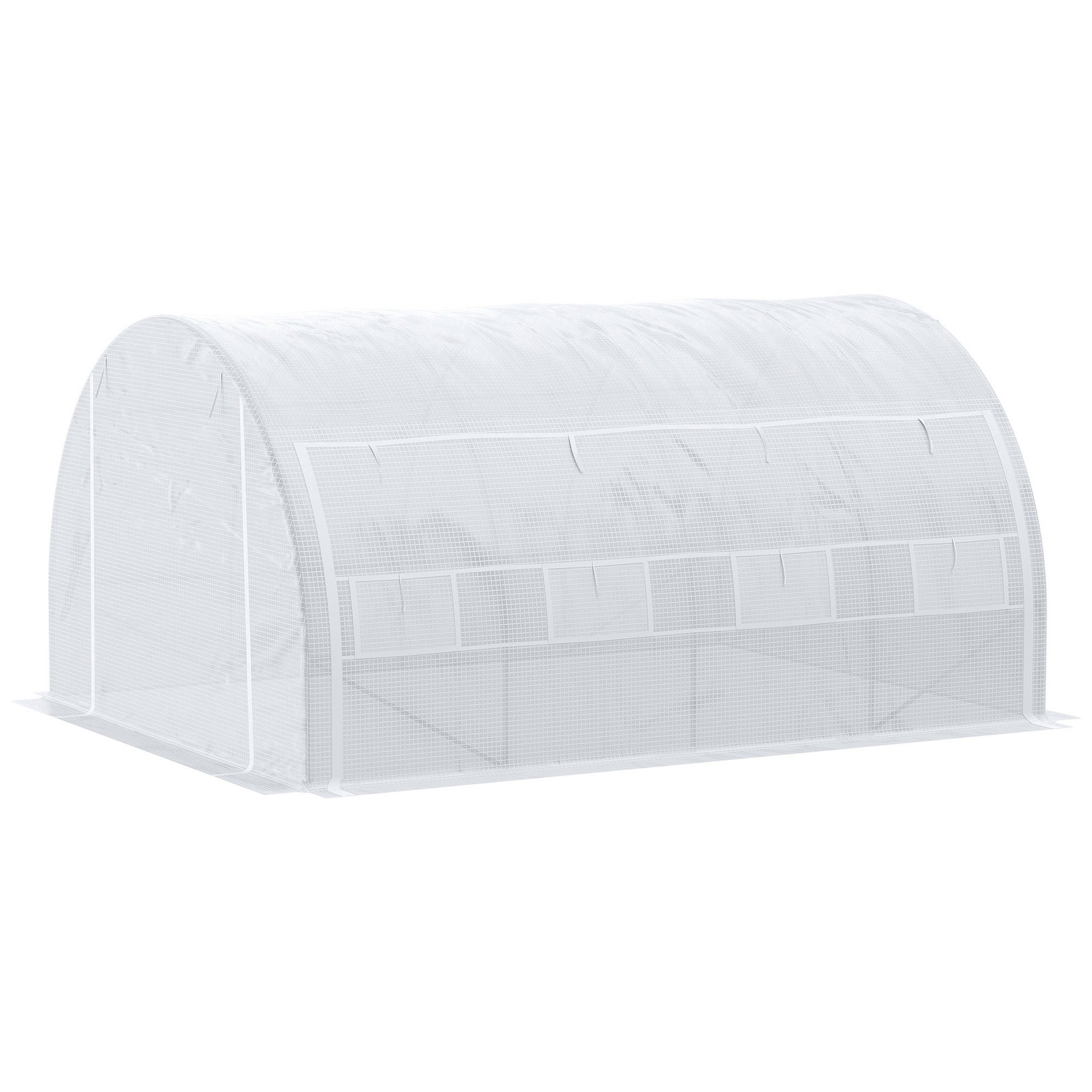 Szklarnia tunelowa 12 m² z drzwiami, zwijanymi panelami bocznymi, 8 okien, stal, PE, 4 x 3 x 2 m, biała