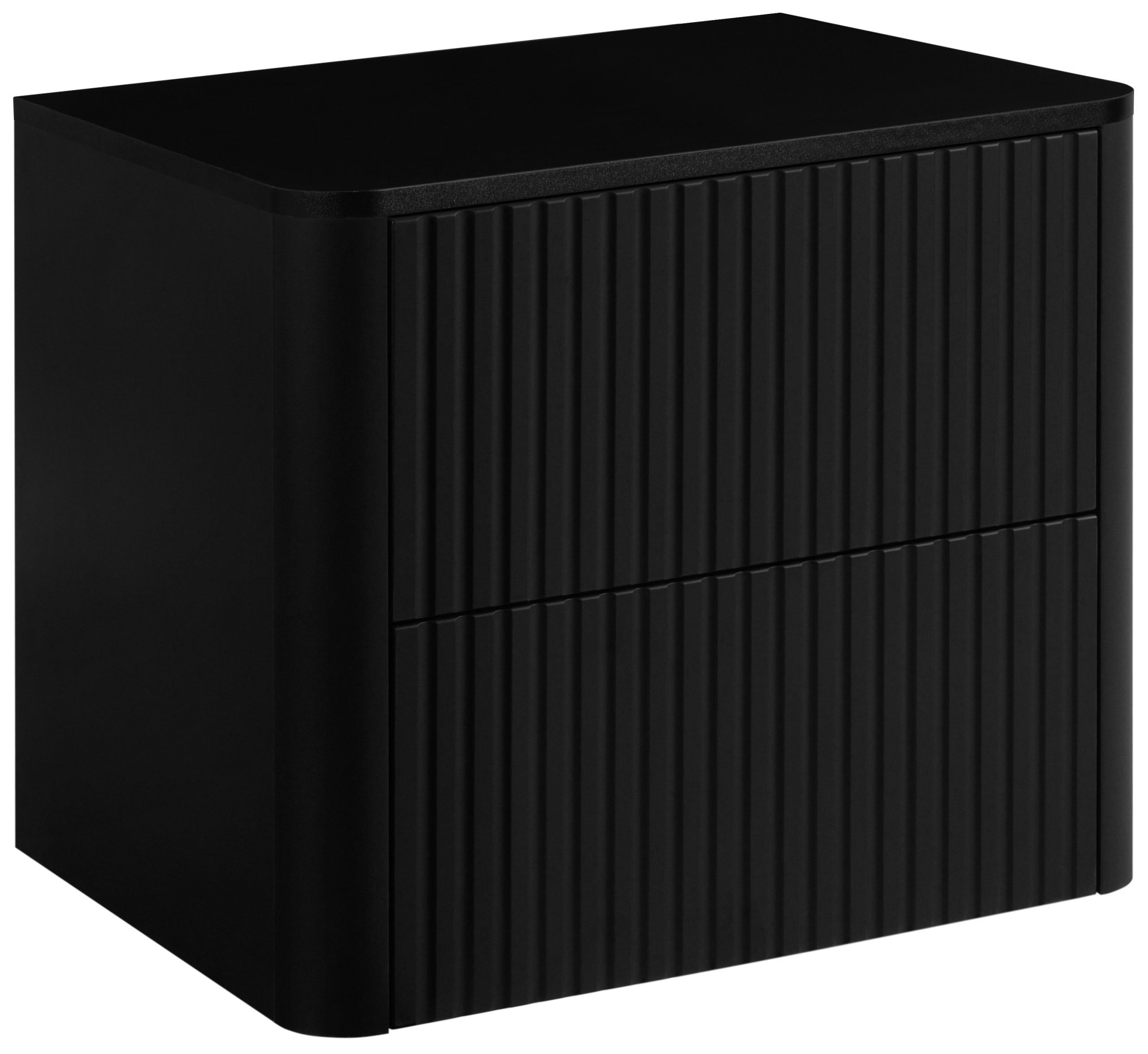 Szafka łazienkowa LINEA 60 cm czarna ryflowana wisząca z blatem