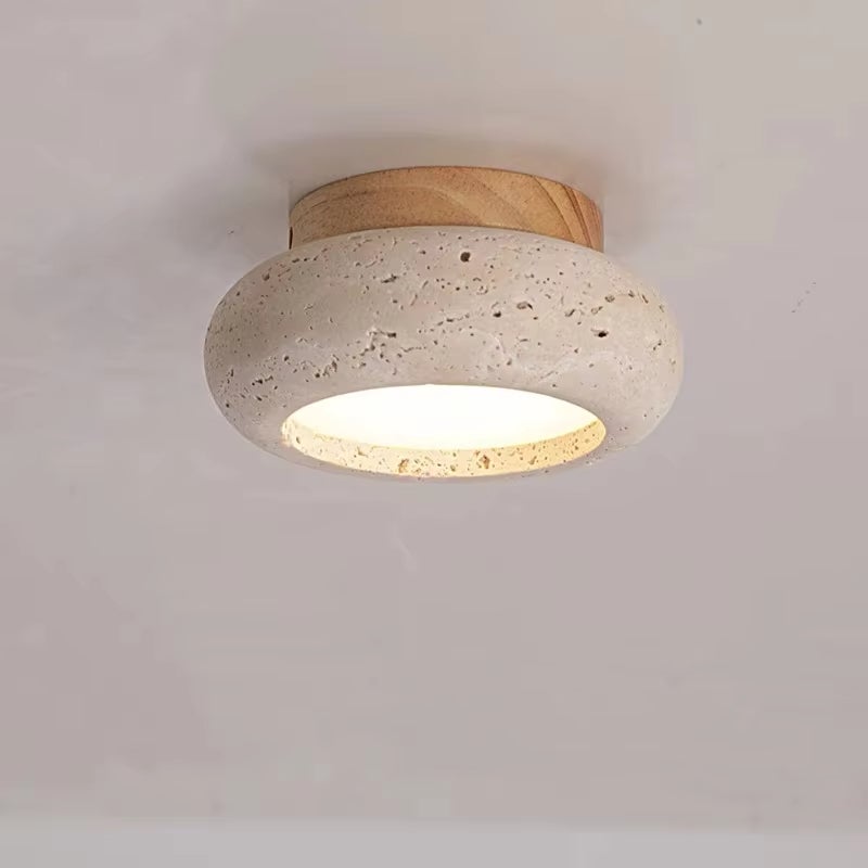 Kolekcja Wabi-Sabi Minimaliste Moderne - Lampa sufitowa z naturalnego trawertynu łupkowego, 3000 K, dekoracyjne oświetlenie LED do kuchni