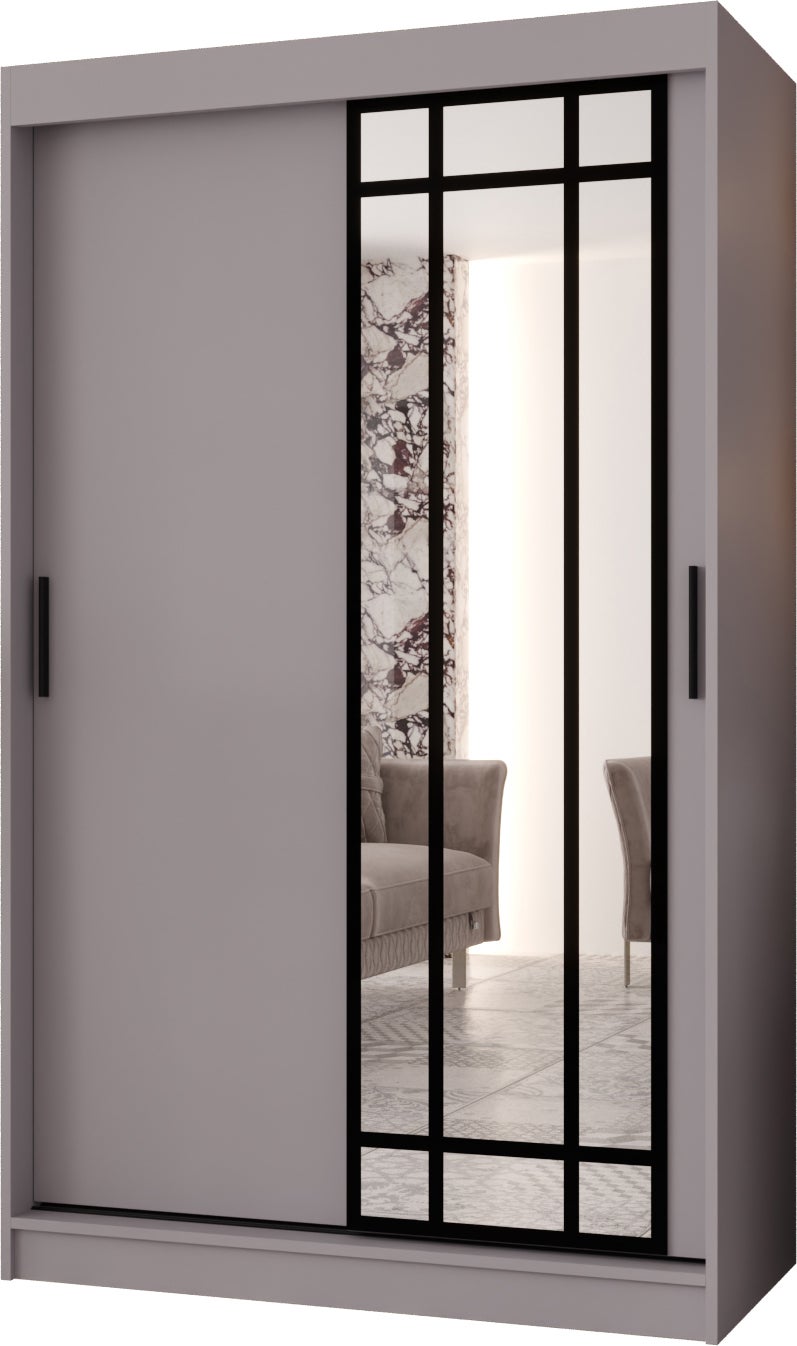 Szafa przesuwna z lustrem ALMERIA 120 x 62 x 200 kaszmir + u. czarny