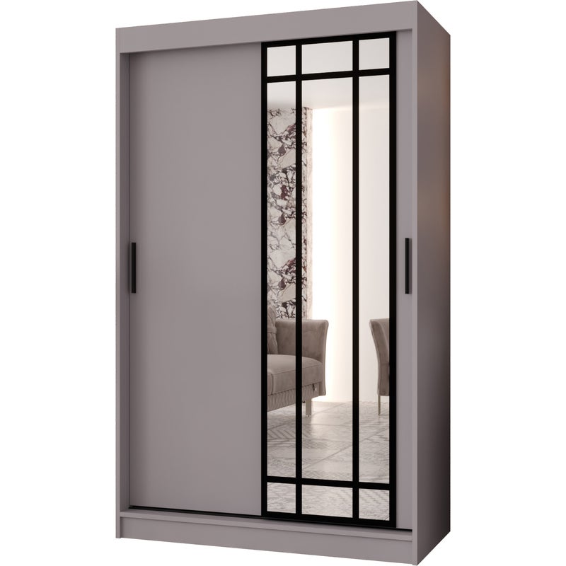 Szafa przesuwna z lustrem ALMERIA 120 x 62 x 200 kaszmir + u. czarny