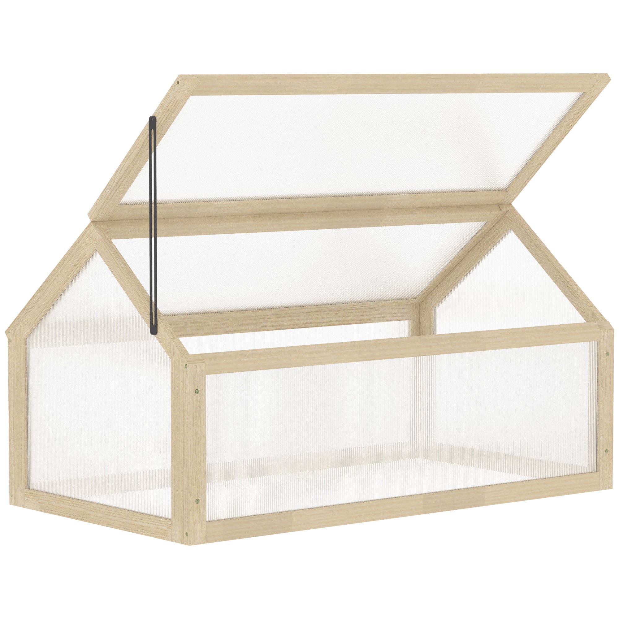 Drewniana zimna rama, mini szklarnia 90 x 52 x 49,5 cm, szklarnia z pokrywą, półprzezroczysta skrzynia z zimną ramą