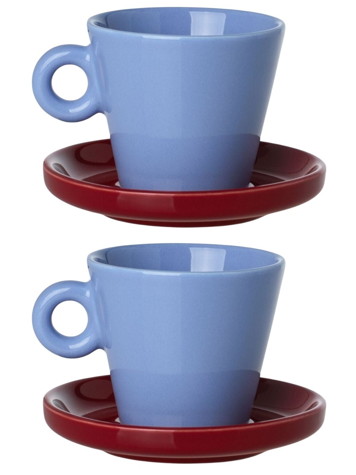 Komplet filiżanek Echo Estia niebieska do espresso porcelana ze spodkiem 100 ml 2 szt.