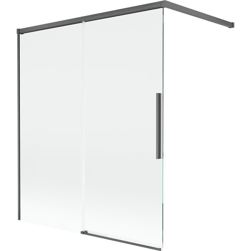 Mexen Rox parawan nawannowy 2-skrzydłowy rozsuwany 140 x 150 cm, transparent, gun gray szczotkowany - 8C9-140-003-66-00