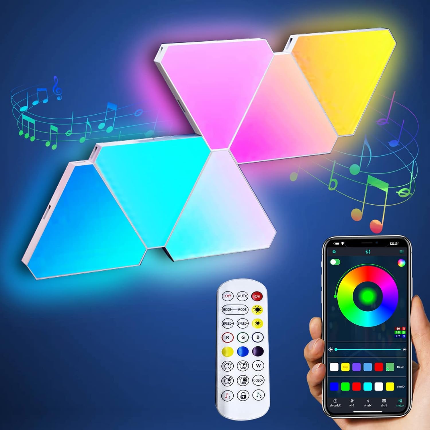 LED owy trójkątny panel ścienny Inteligentne oświetlenie RGB dla inteligentnego domu Synchronizacja światła muzyki Pomysł prezent dla gracza paneli