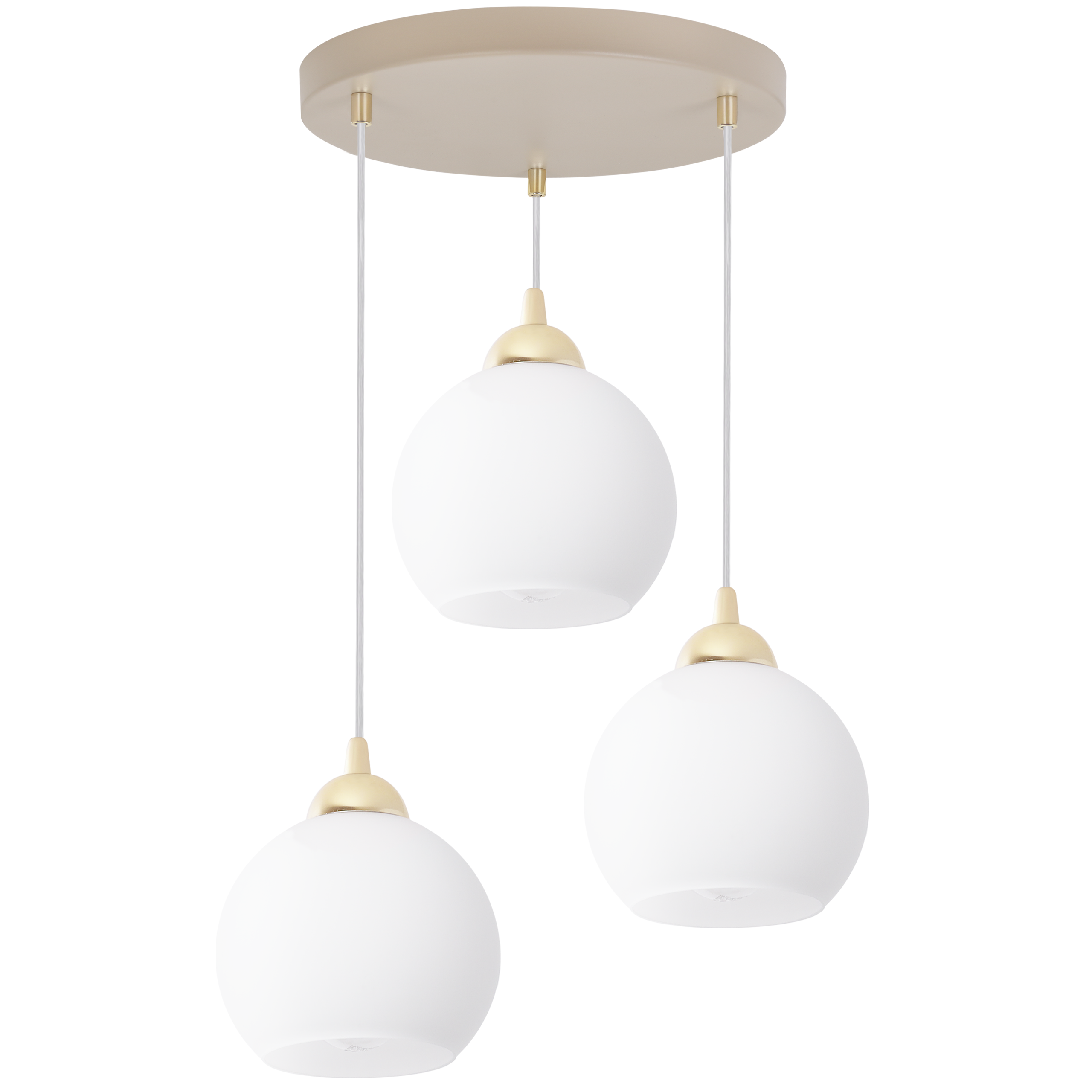 Lampa sufitowa wisząca okrągła Light Home LH Eliza White linka transparentna 3x E27 biały/złoty