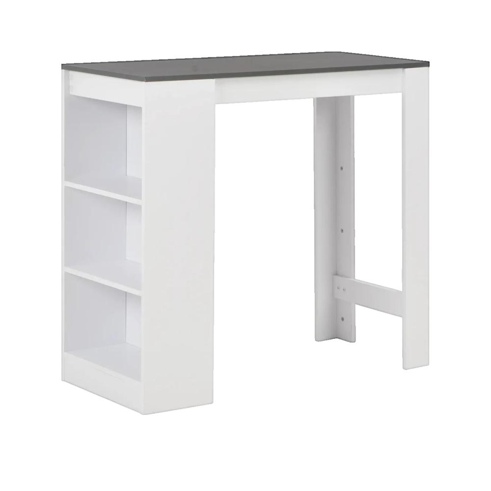 Stół barowy vidaXL z 3-piętrową półką Biały i szary design