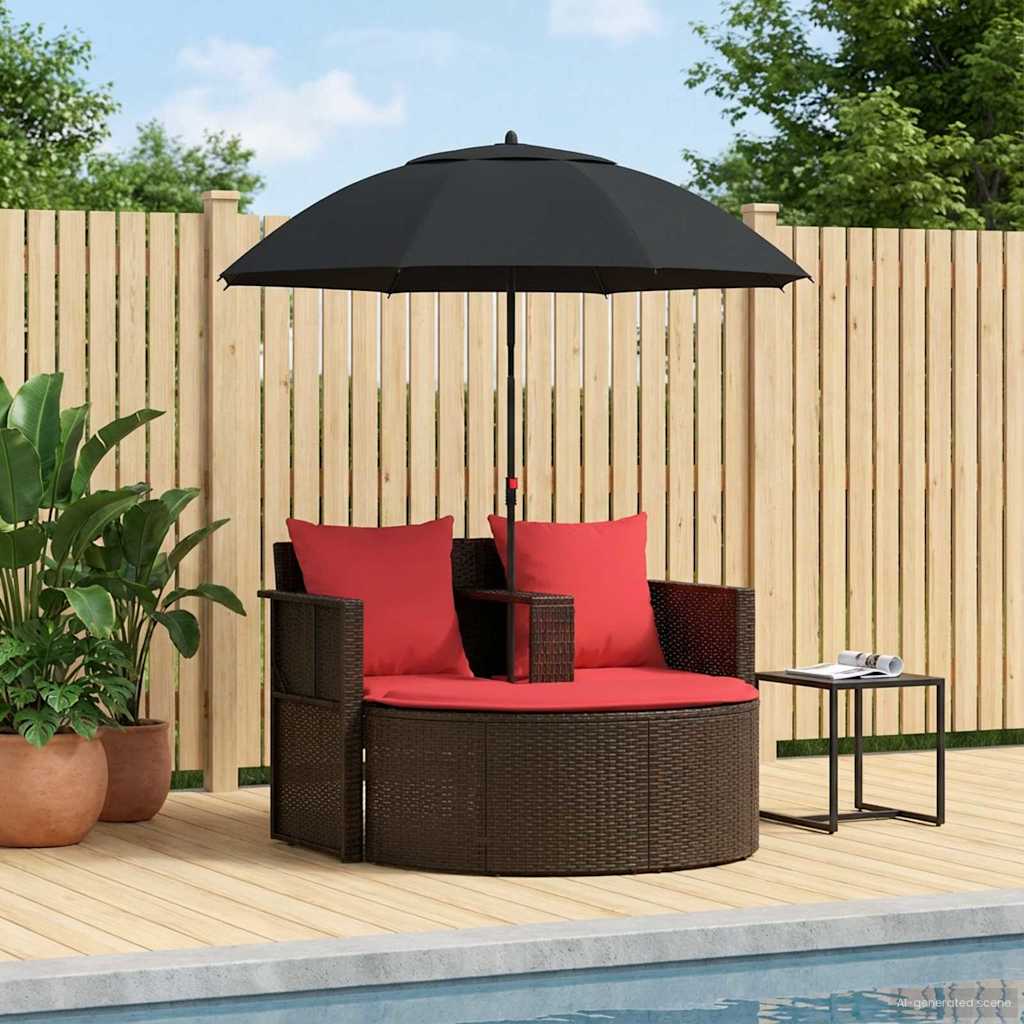 Sofa Ogrodowa Brązowy i czerwony 168 x 168 x 180 cm polirattan vidaXL