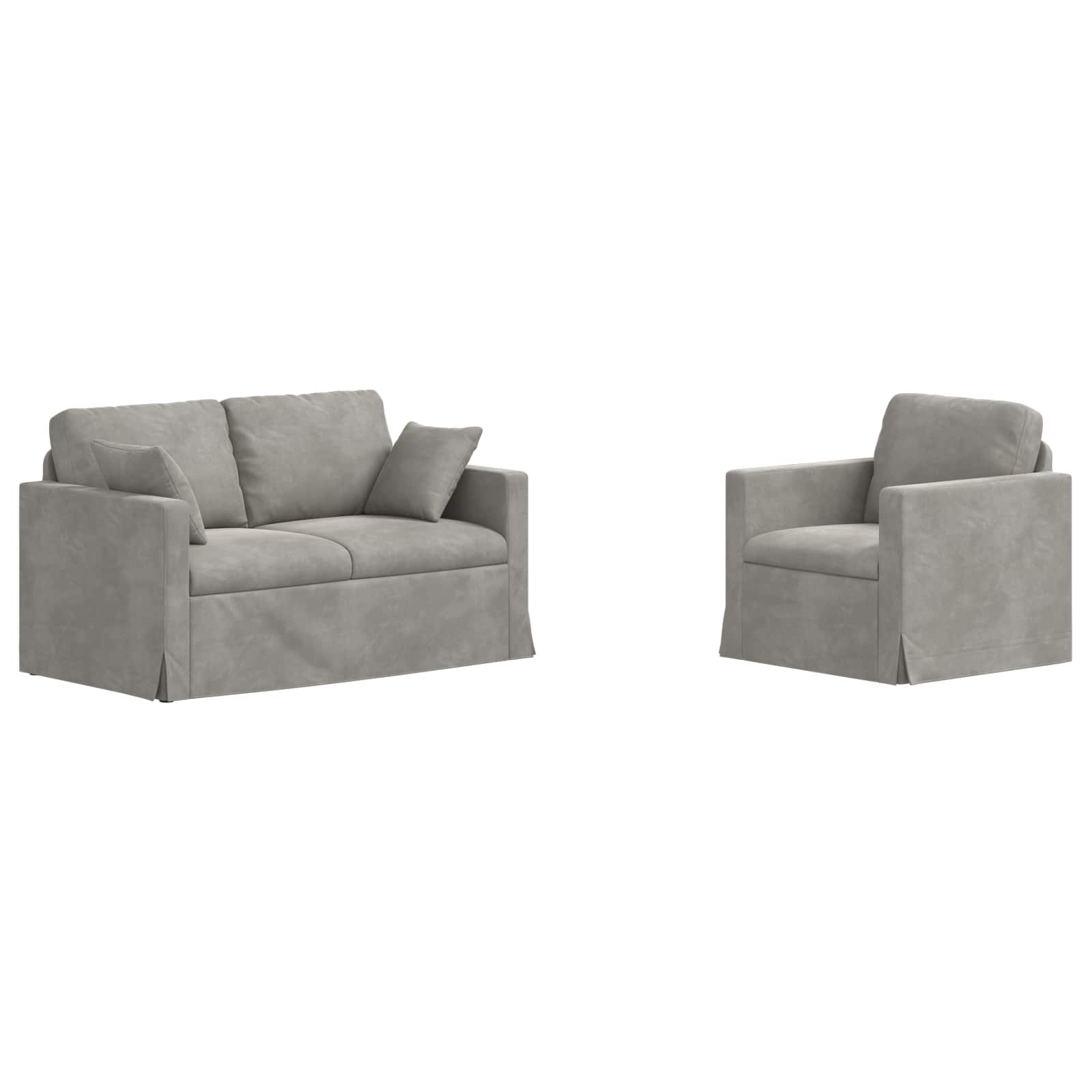 Zestaw Sof 2 pcs Jasnoszary 138 x 78 x 80 cm Aksamit