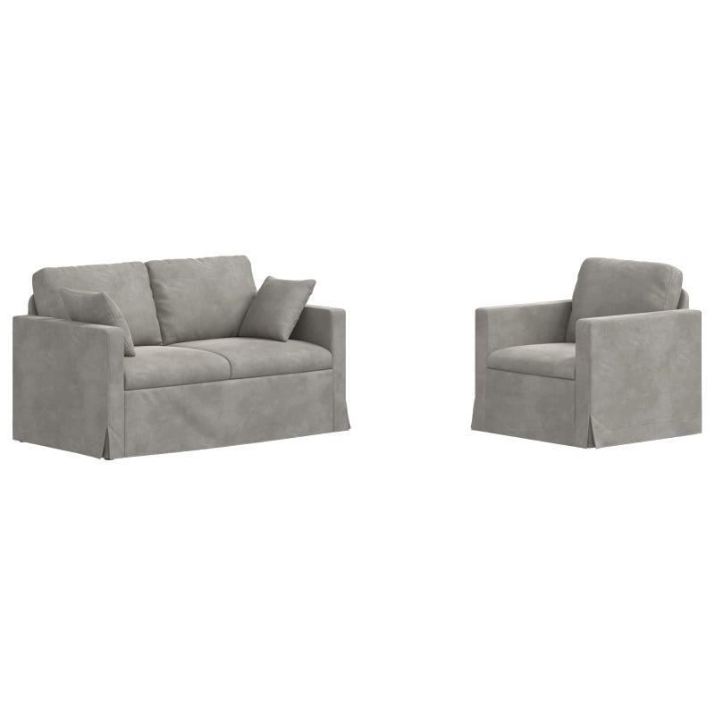 Zestaw Sof 2 pcs Jasnoszary 138 x 78 x 80 cm Aksamit