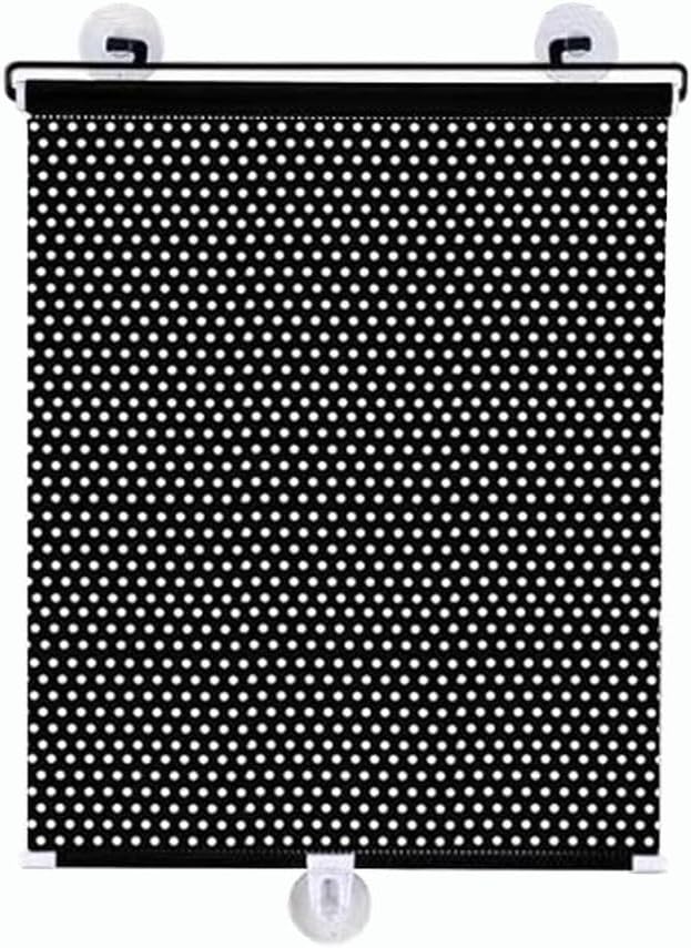 Roleta zaciemniająca z rolkami, przeznaczona do użytku w domu, biurze i samochodzie, z 3 przyssawkami (czarna, 58 × 125 cm).