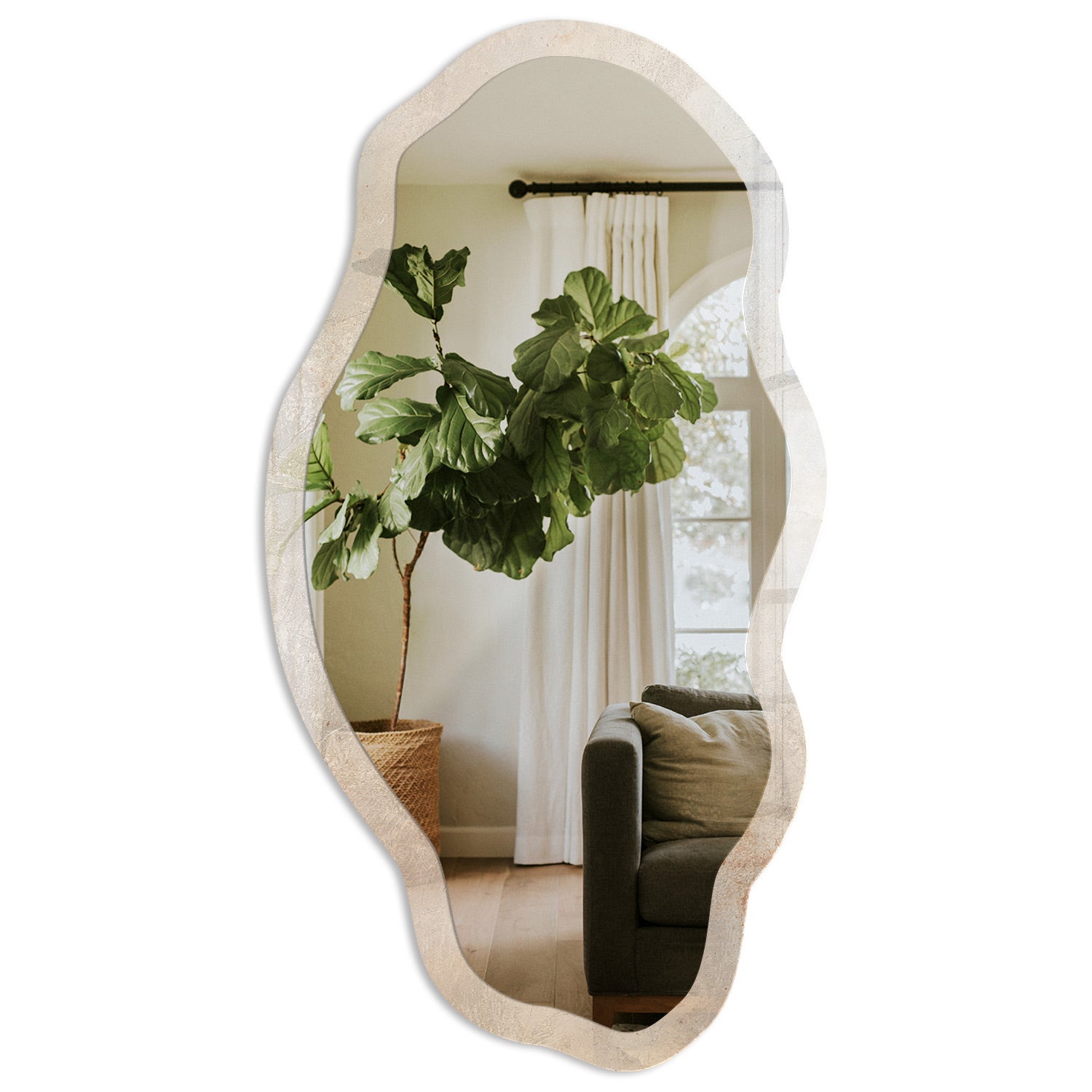 Dekoracyjne lustro ścienne z printem na szkle hartowanym - Rustykalna elegancja 52x97cm