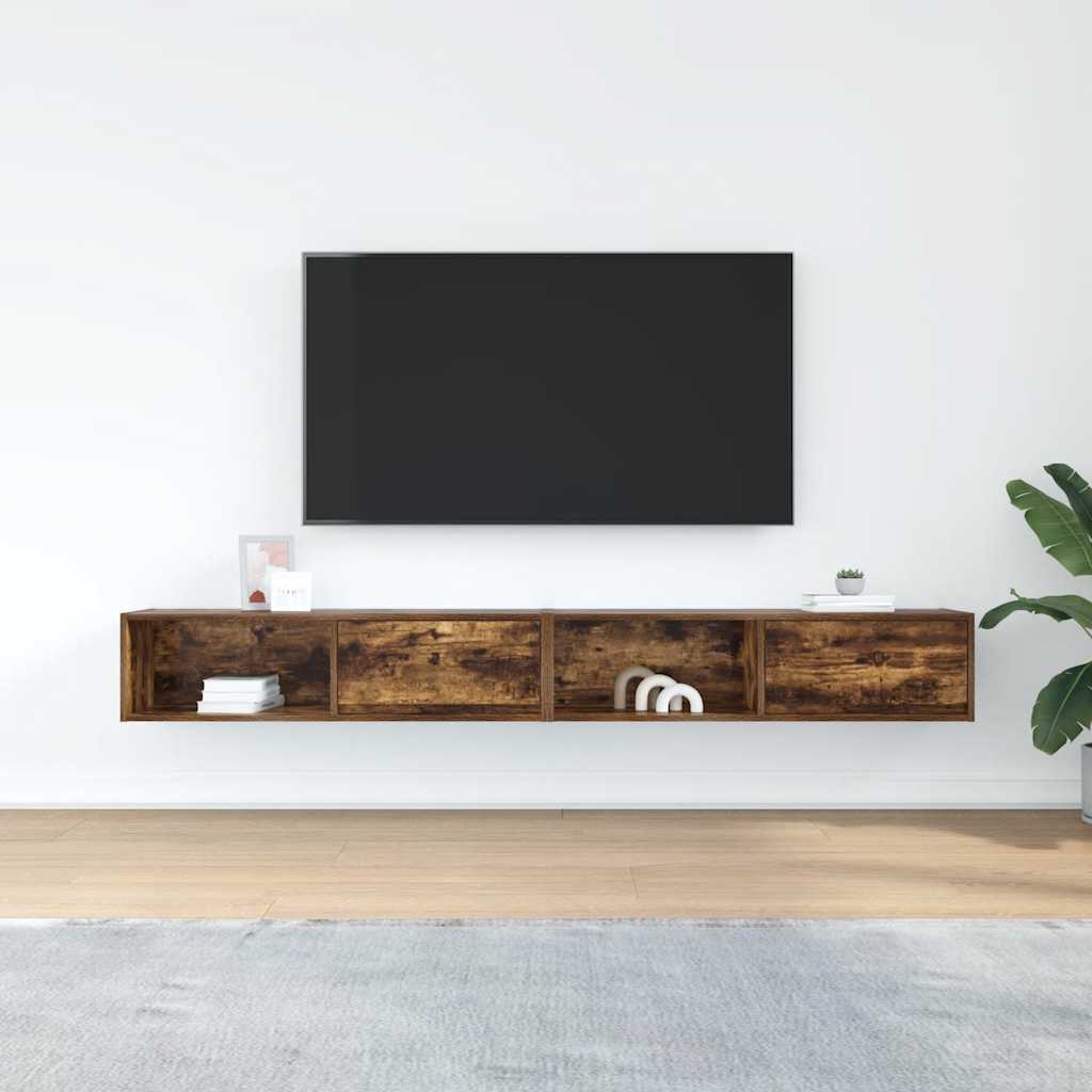 Szafki RTV 2 szt. Dąb wędzony 100x31x25,5 cm Drewno klejone