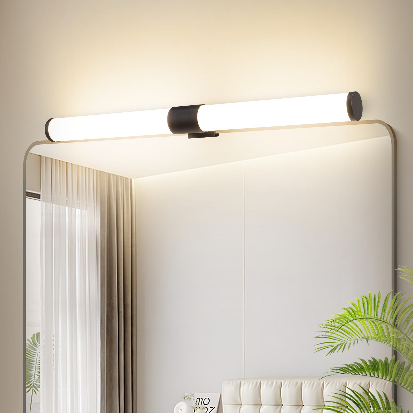 HAWUE Czarne lustro łazienkowe LED – 6W 4000K 40cm