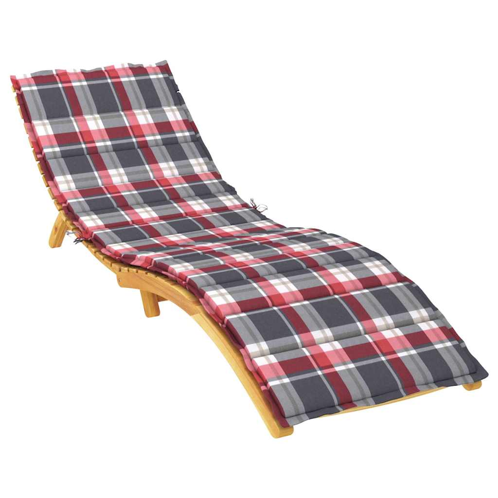 Poduszka Ogrodowa na Leżak 60x200 cm Odporna na Wodę Czerwona w Kratę