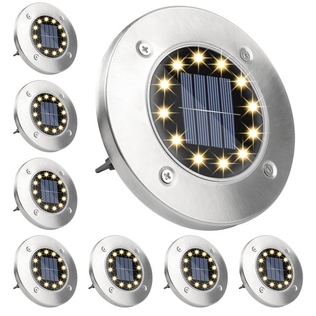 8 szt. lamp solarnych ogrodowych z 12 diodami LED do wbudowania w ziemię, reflektor, oświetlenie dekoracyjne zewnętrzne