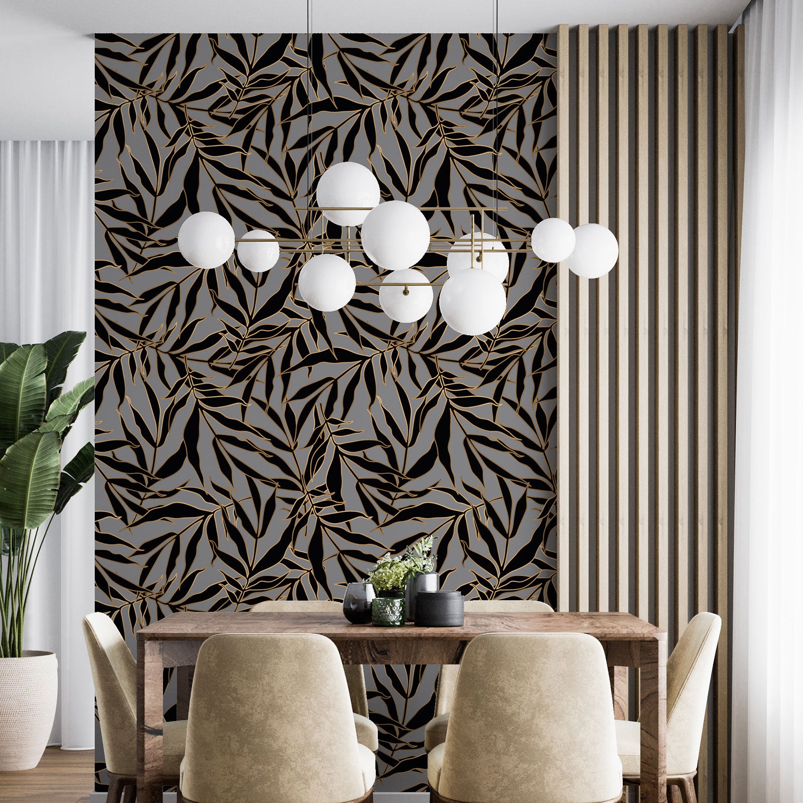 Dekoracyjna tapeta flizelinowa - Wzór botaniczny - Papier Premium 185 g, zmywalny, 4 bryty 60x260 cm - Powierzchnia: szer. 240 x wys. 260 cm