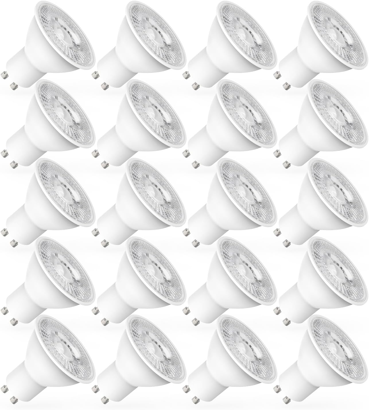 Żarówka LED GU10 5 W, odpowiednik 50 W, 6000 K, chłodne białe światło, energooszczędne oświetlenie, nieściemnialna, 20 sztuk