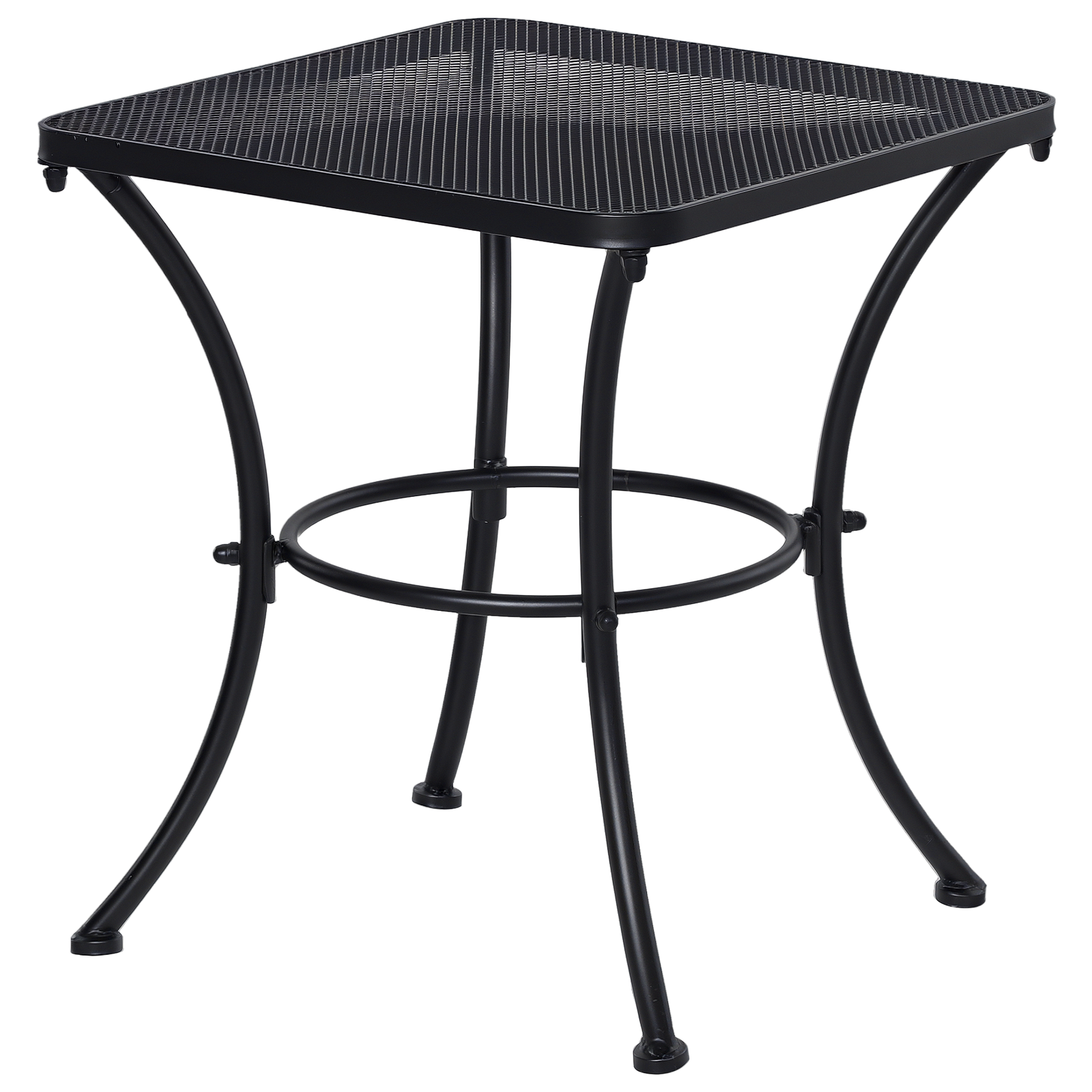 Kwadratowy stolik boczny, stolik ogrodowy z metalową ramą na patio, taras, balkon, udźwig 30 kg, 45 x 45 x 50 cm, czarny