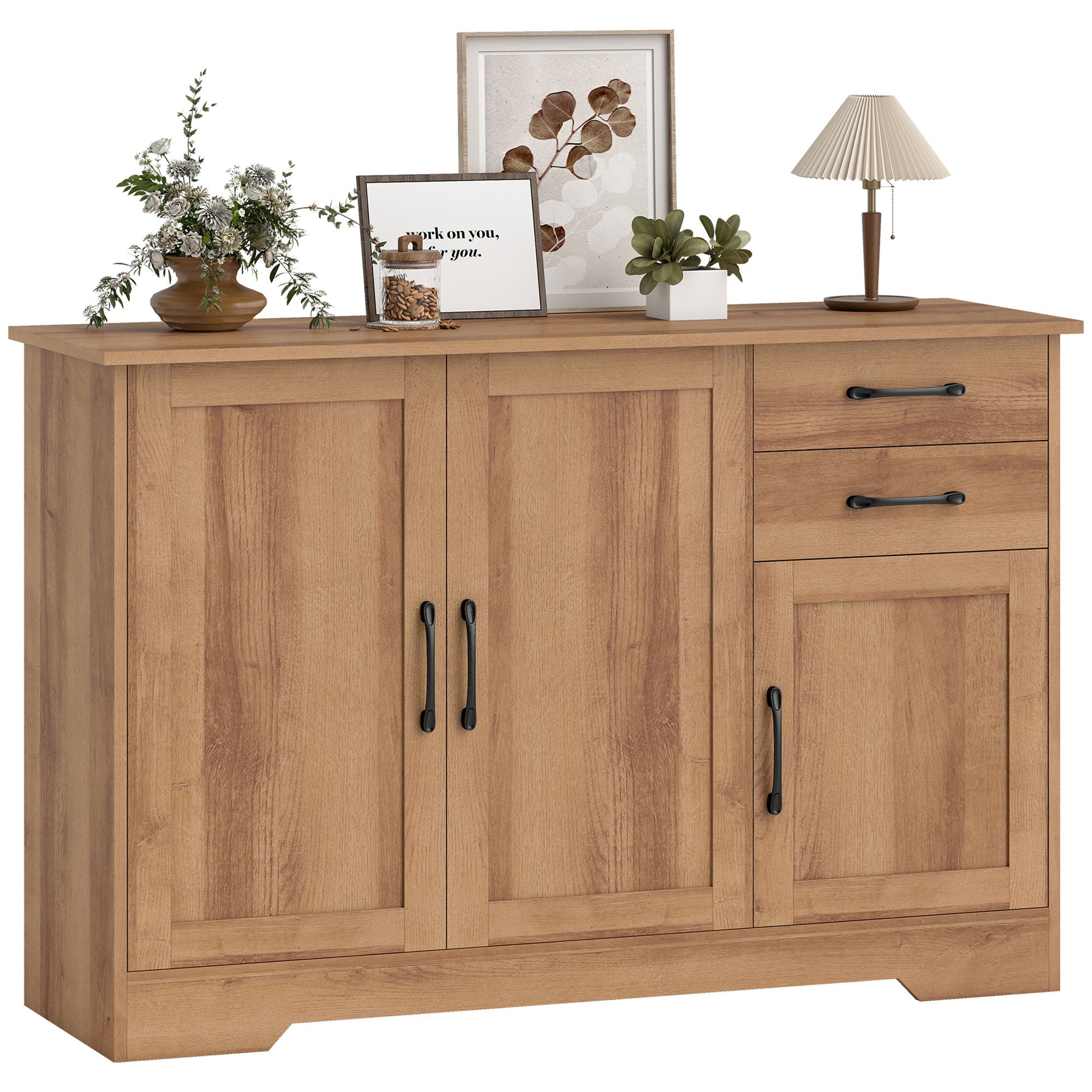 Szafka kuchenna z 2 szufladami i 3 szafkami, regulowane półki, 120x38x79 cm, dąb