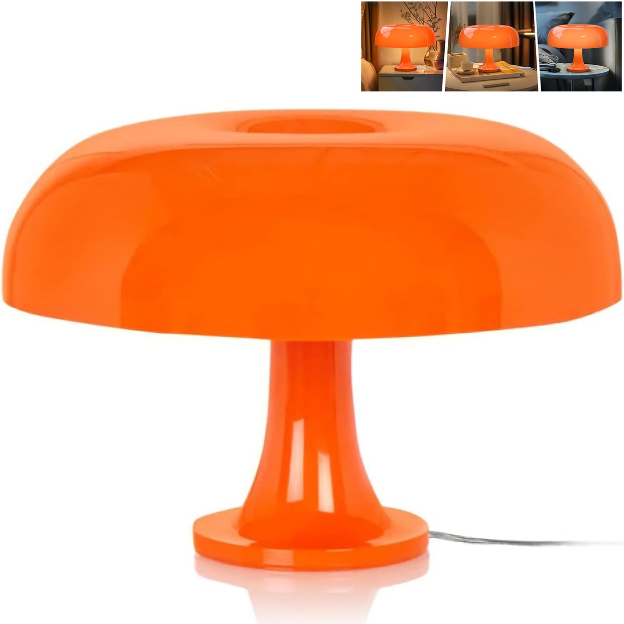 Lampa grzybek, pomarańczowa lampa stołowa grzybek, lampka nocna grzybek LED USB, nowoczesna lampa biurkowa estetyczna, 3 temperatury barwowe