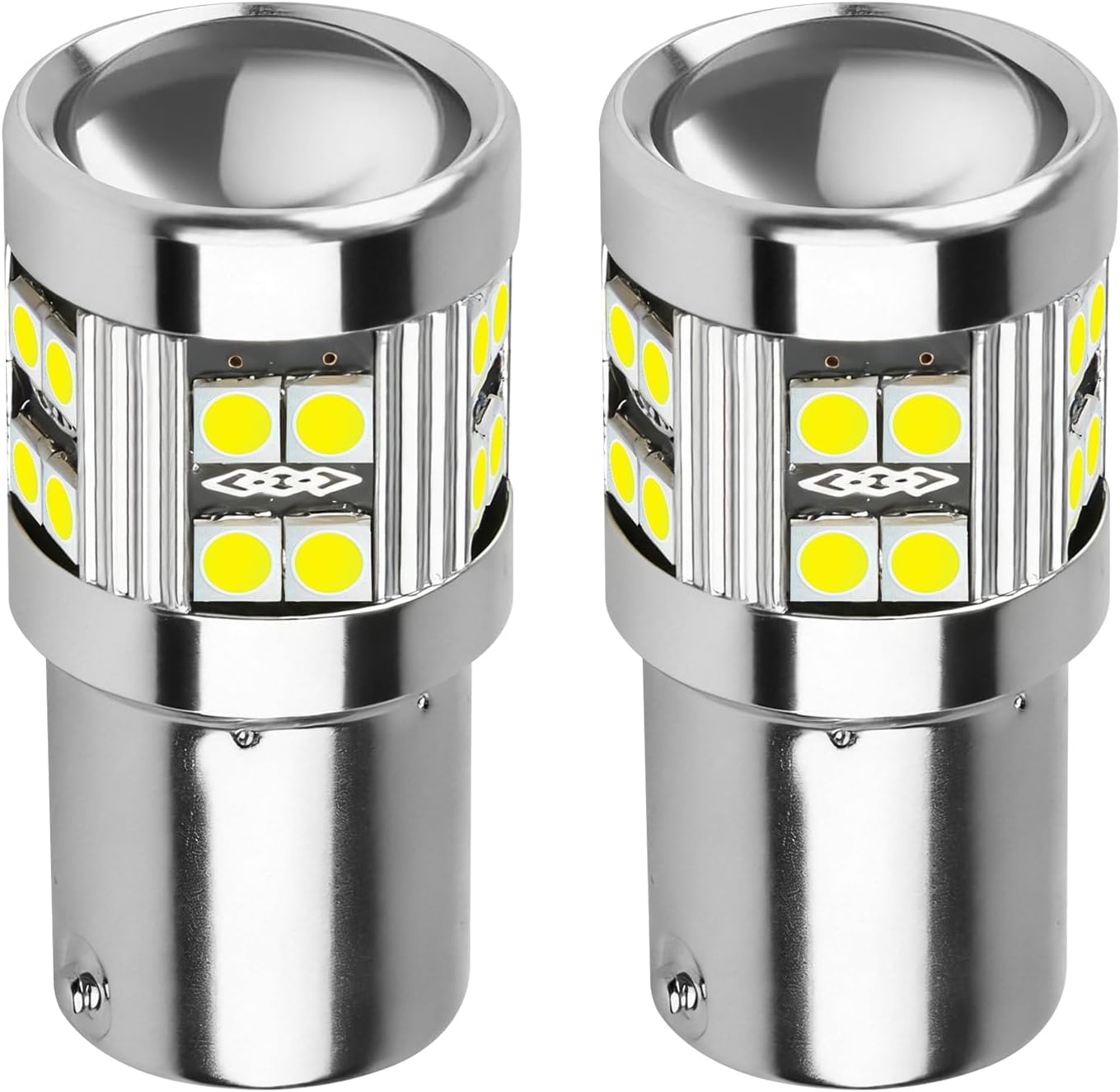 2 szt. żarówek LED 1156 BA15S P21W, białe 6000 K, 12 V/24 V | odpowiednik 21 W, Plug & Play, światło cofania/kierunkowskaz/DRL do samochodów osobowych