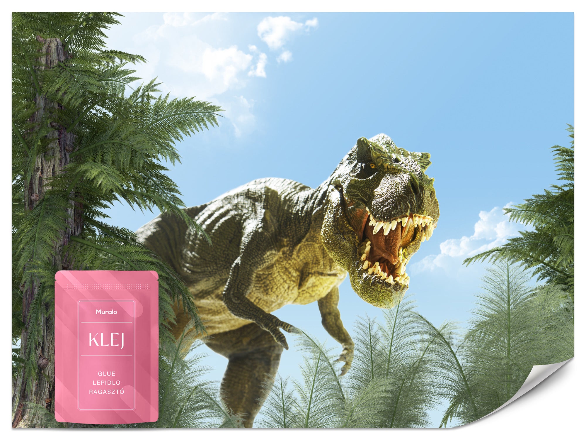 FOTOTAPETA DZIECIĘCA GROŹNY DINOZAUR NATURA TAPETA MŁODZIEŻOWA 3D 400x280