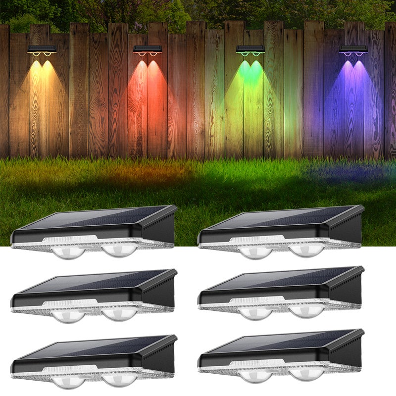 Zewnętrzne lampy solarne 6 sztuk, RGB 7 kolorów, solarne lampki na ogrodzenie do dekoracji ogrodu, bezprzewodowe i wodoodporne oświetlenie IP64