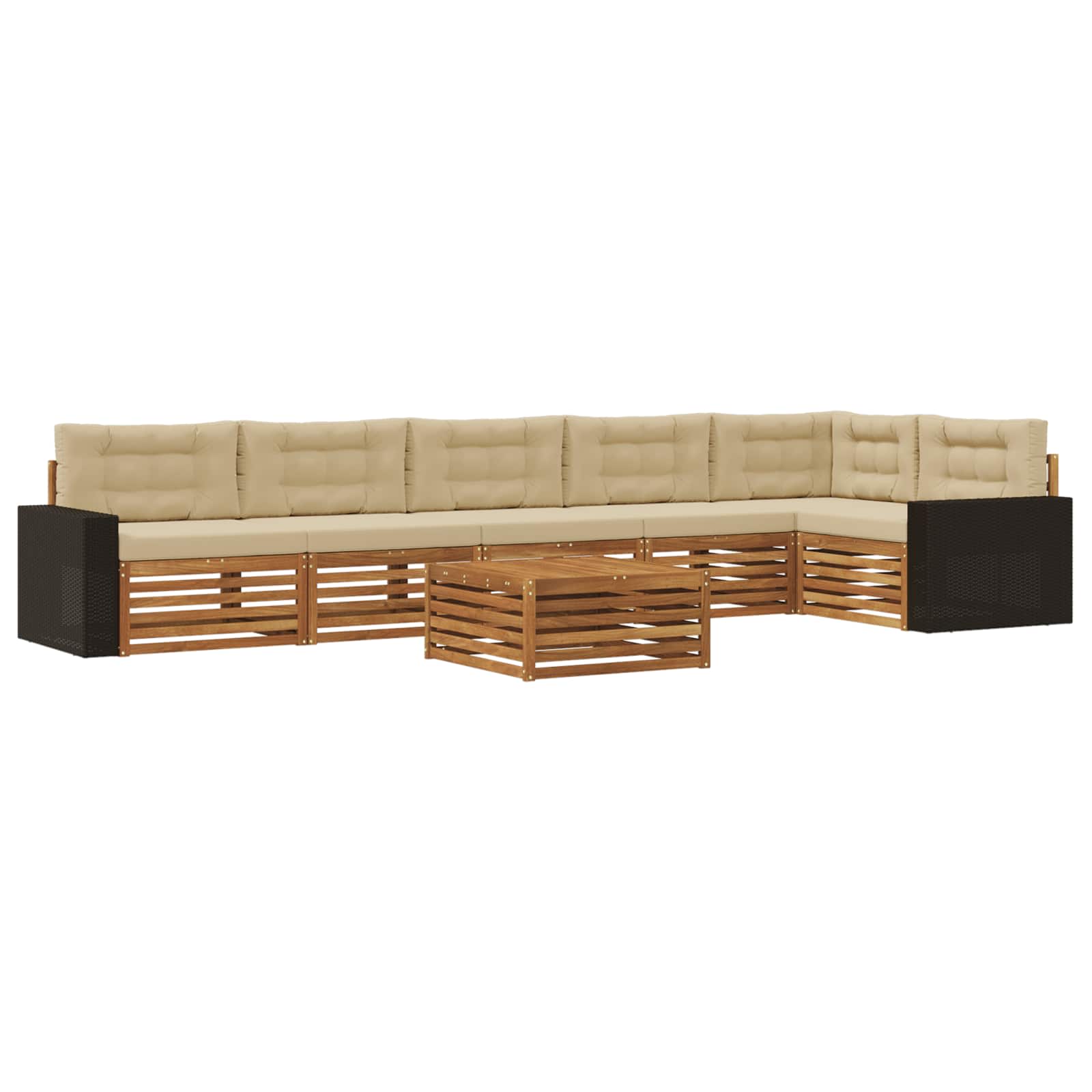 Zestaw sof na zewnątrz 7 pcs Naturalny i Beżowy 79 x 79 x 37 cm