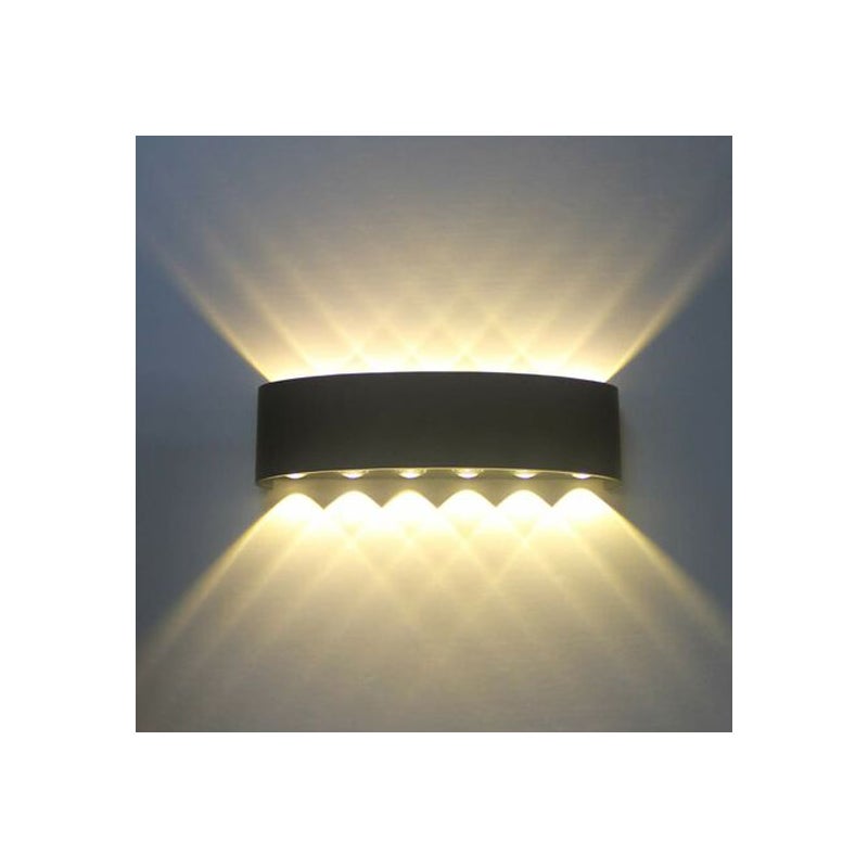 Wewnętrzna lampa ścienna, zewnętrzna lampa ścienna na werandę, 12 W, ciepłe białe światło 3000 K, wodoodporna IP65, odpowiednia do ogrodu