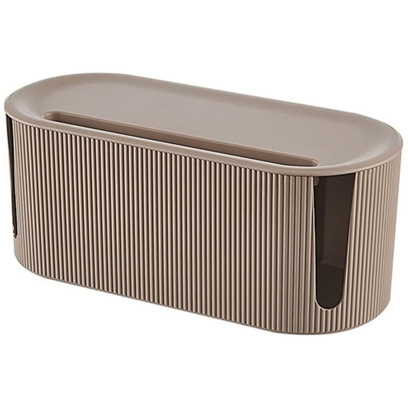 Organizer na kable - 31 x 13,5 x 12,5 cm - Organizer biurkowy do ukrywania kabli i przedłużaczy - Brązowy