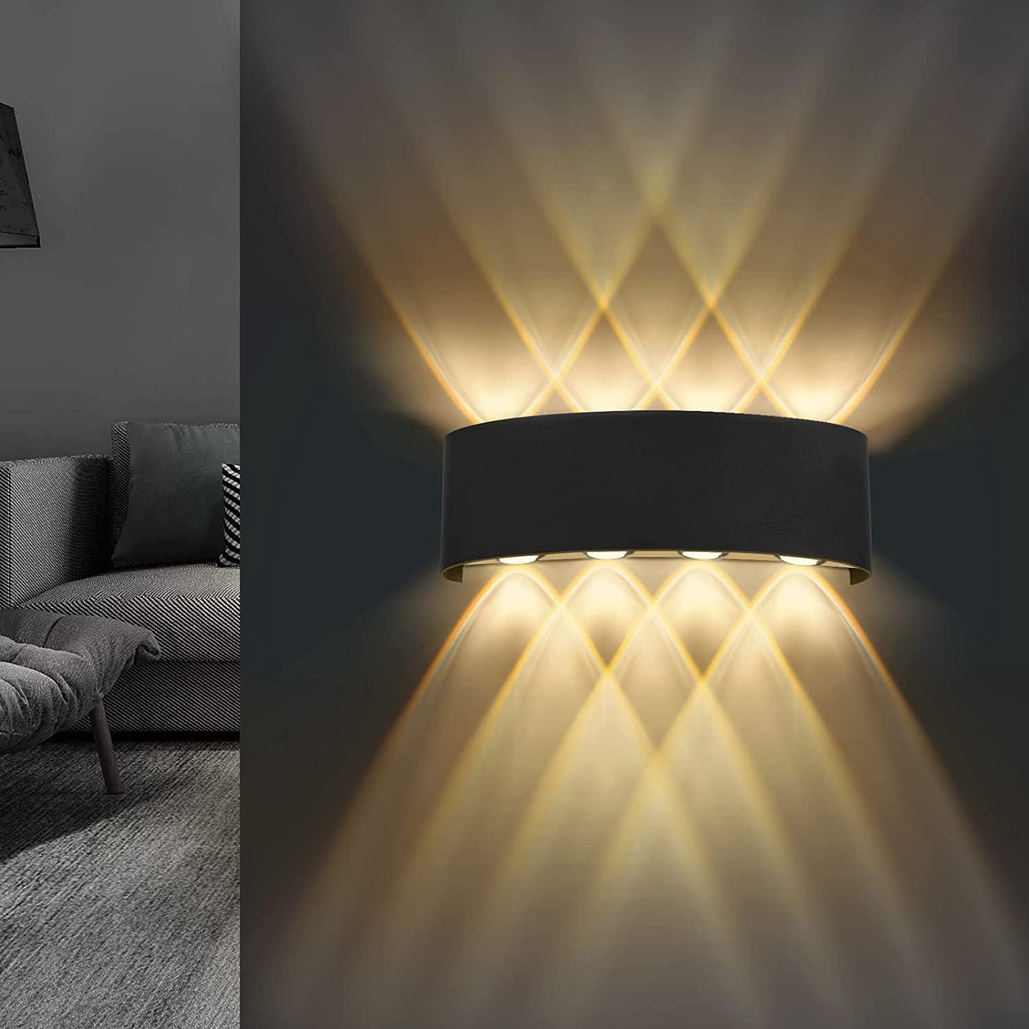 Kinkiet, 22x8x5cm, góra i dół, zewnętrzny, czarny, 8W, IP 65, kinkiet LED, ciepła biel, 3000K, kinkiet wewnętrzny, salon [klasa energetyczna]