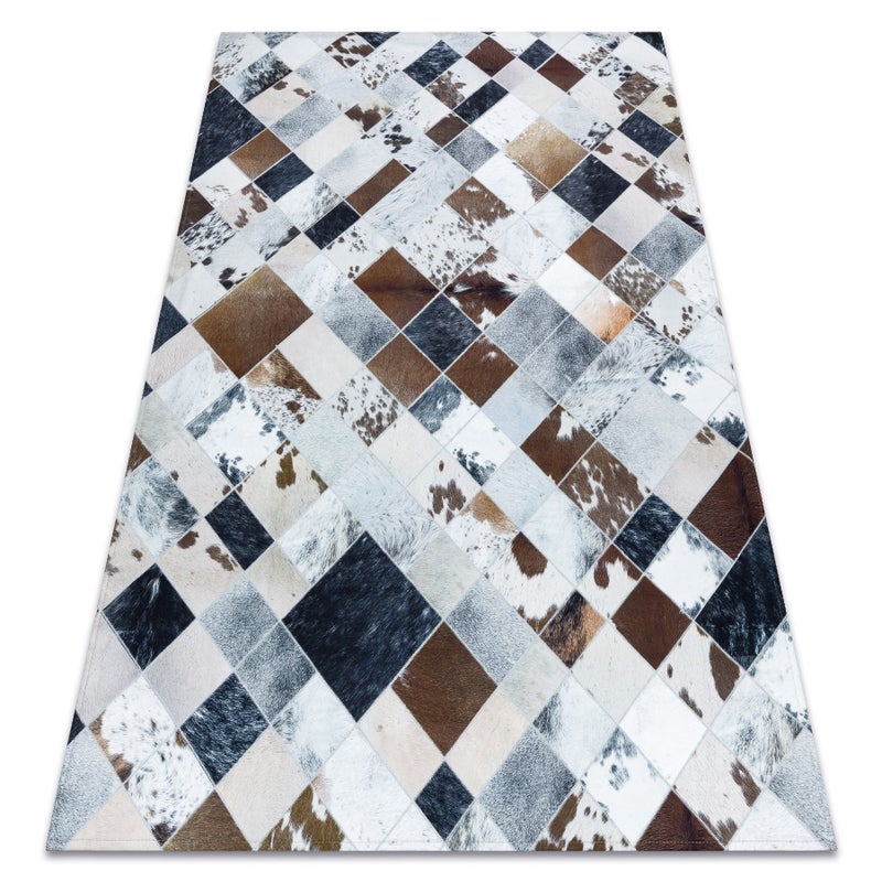 Dywan PATCHWORK 21720 beż / brązowy - Skóra bydlęca, Romby 160x230 cm