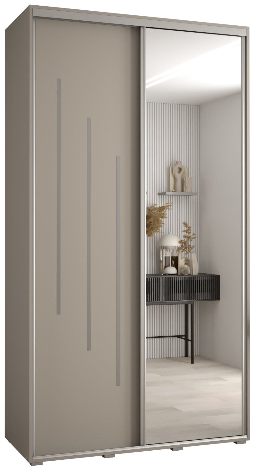 Szafa przesuwna z lustrem wysoka Dakota 9 160 x 45 x 235,2 cm kaszmir + u. Srebrny - Abiks Meble