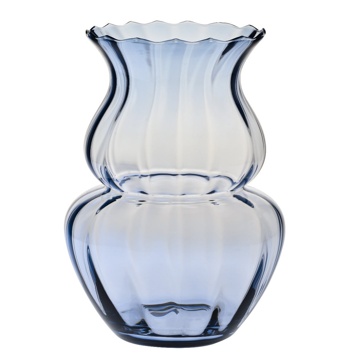 KROSNO Oryginalny wazon ryflowany 39cm niebieski