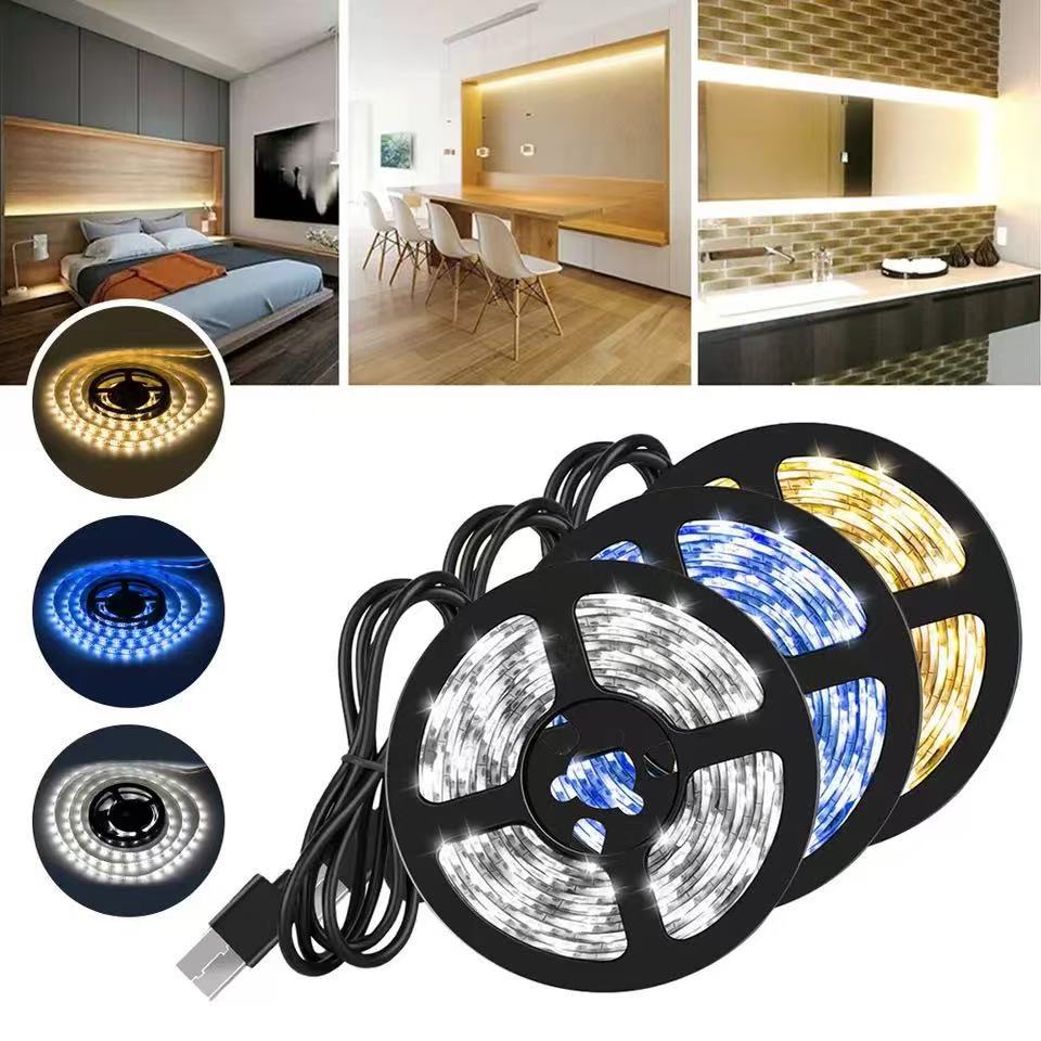 (2 szt.) Taśma LED 5M 300LED USB 5V niebieska Oświetlenie dekoracyjne wewnętrzne (szafa, pokój, TV)