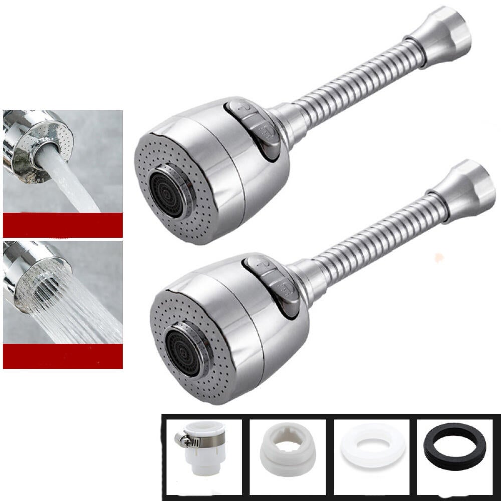 Aerator do kranu, obrotowy o 360°, 2 tryby, głowica dyszy kranu, odpowiednia do kuchni i łazienki, 2 sztuki (długi)