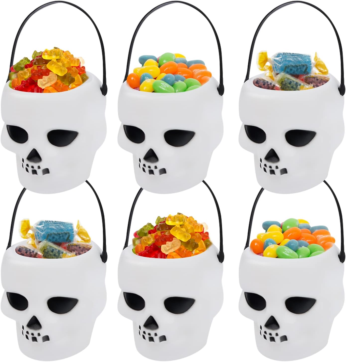 (6 szt.) Mini wiaderko na cukierki na Halloween, wiaderko na cukierki na Halloween, wiaderko na cukierki w kształcie czaszki, słoik na cukierki na im