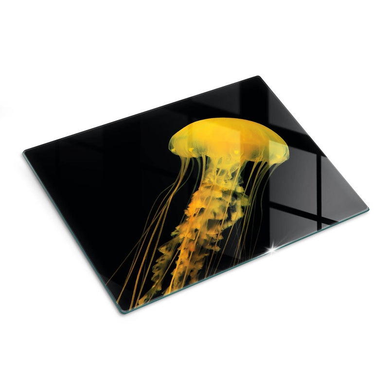 Designerska deska do kuchni z hartowanego szkła i nadrukiem - Żółta Meduza - 30x40 - Tulup
