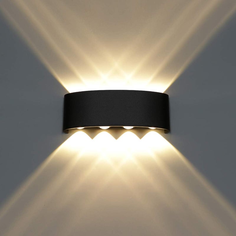 Nowoczesna lampa ścienna LED, oświetlenie górne i dolne, wodoodporna, aluminiowa, do wnętrz i na zewnątrz, 8 W, ciepła biel