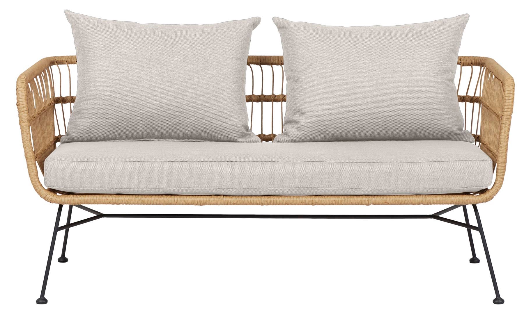 Nina sofa ogrodowa 2-os. z poduszkami, beż.