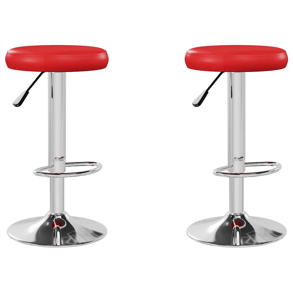 2x Hokery do Kuchni i Wyspy Tapicerowane Obrotowe Czerwone Krzesła Barowe