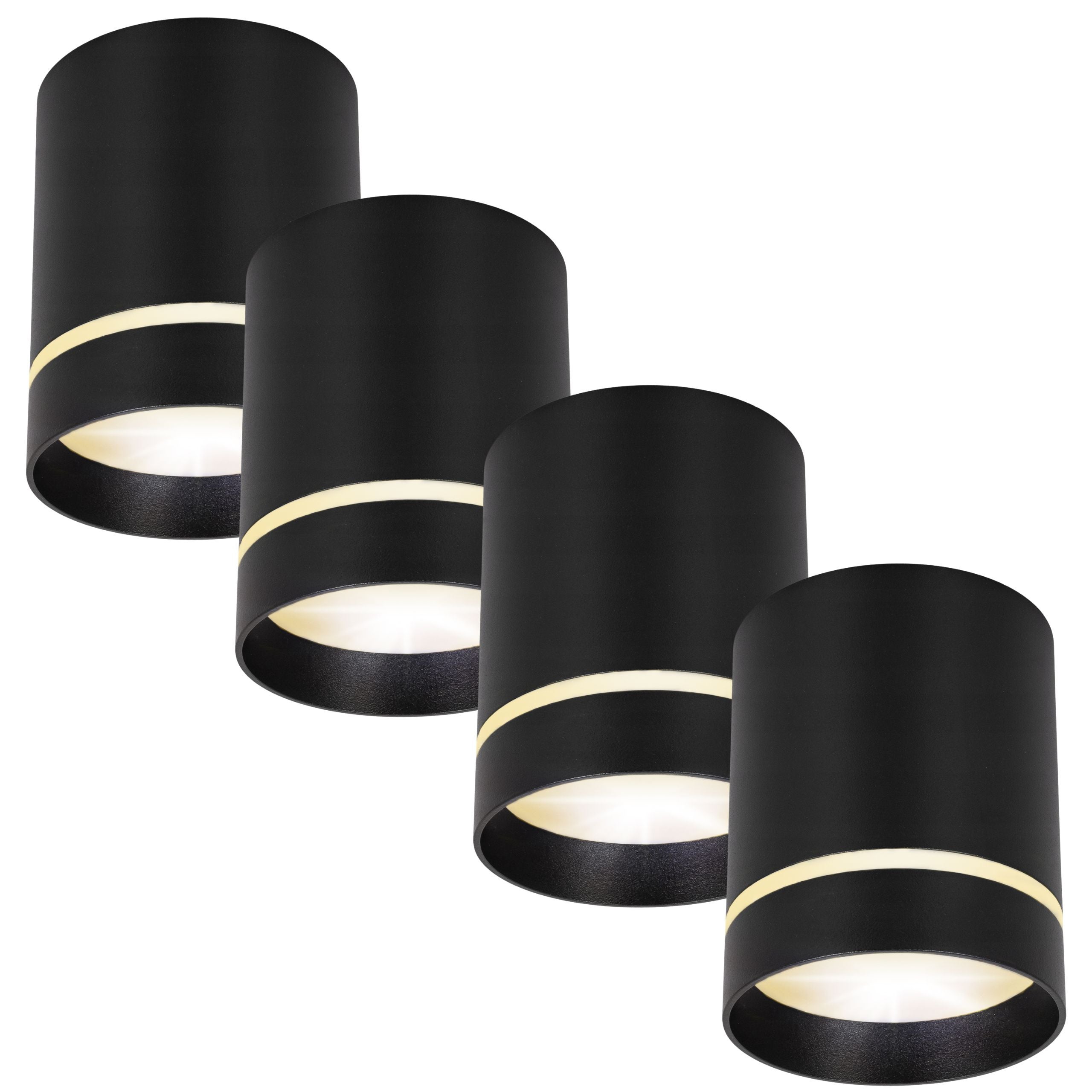 4x Ozdobny Reflektor natynkowy SPOT sufitowy ścienny Czarny okrągły 4x GU10 Oprawa Halogenowa TUBA LED 4 szt. - LEDHOFF