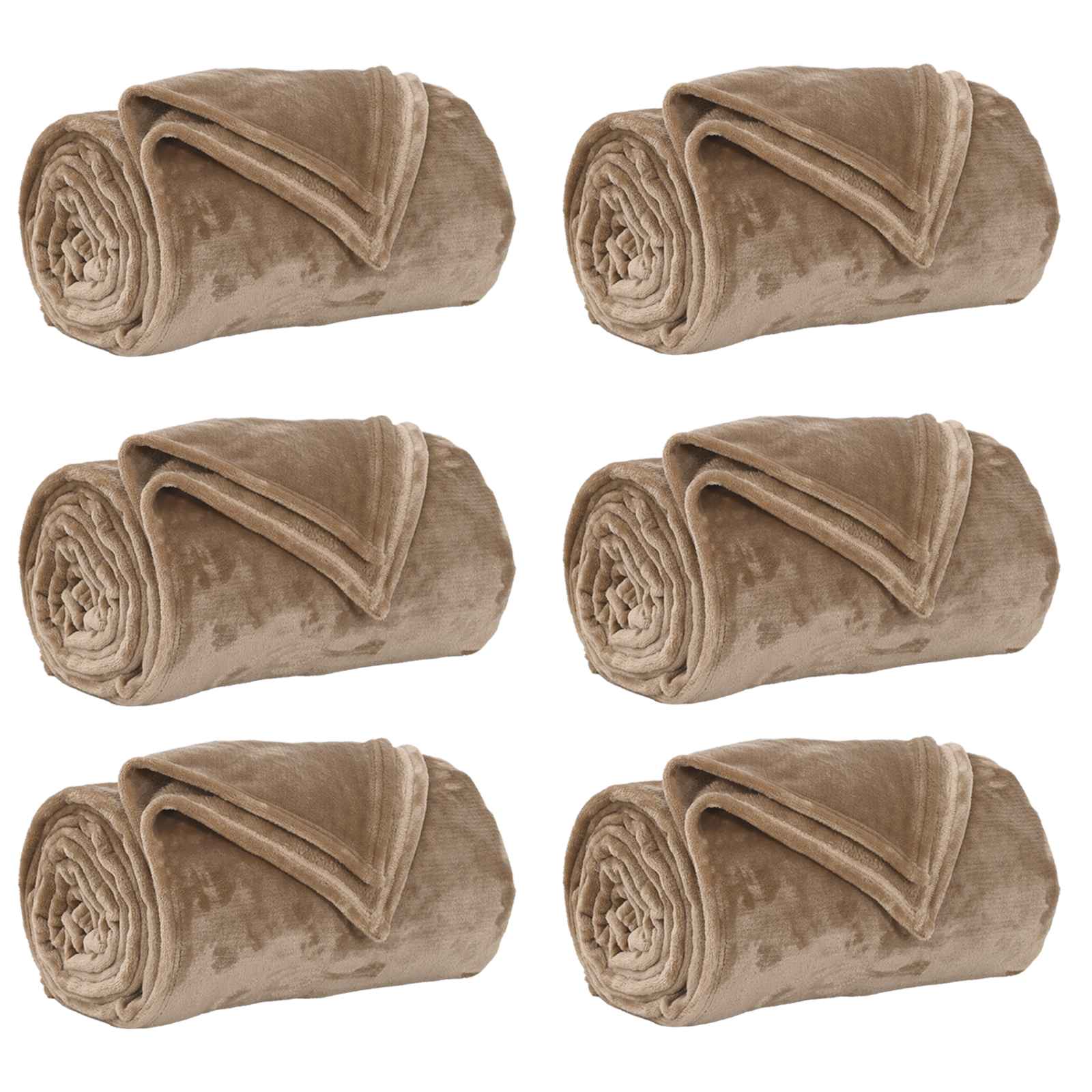 6x Koc Polarowy Narzuta 240x270 cm Camel