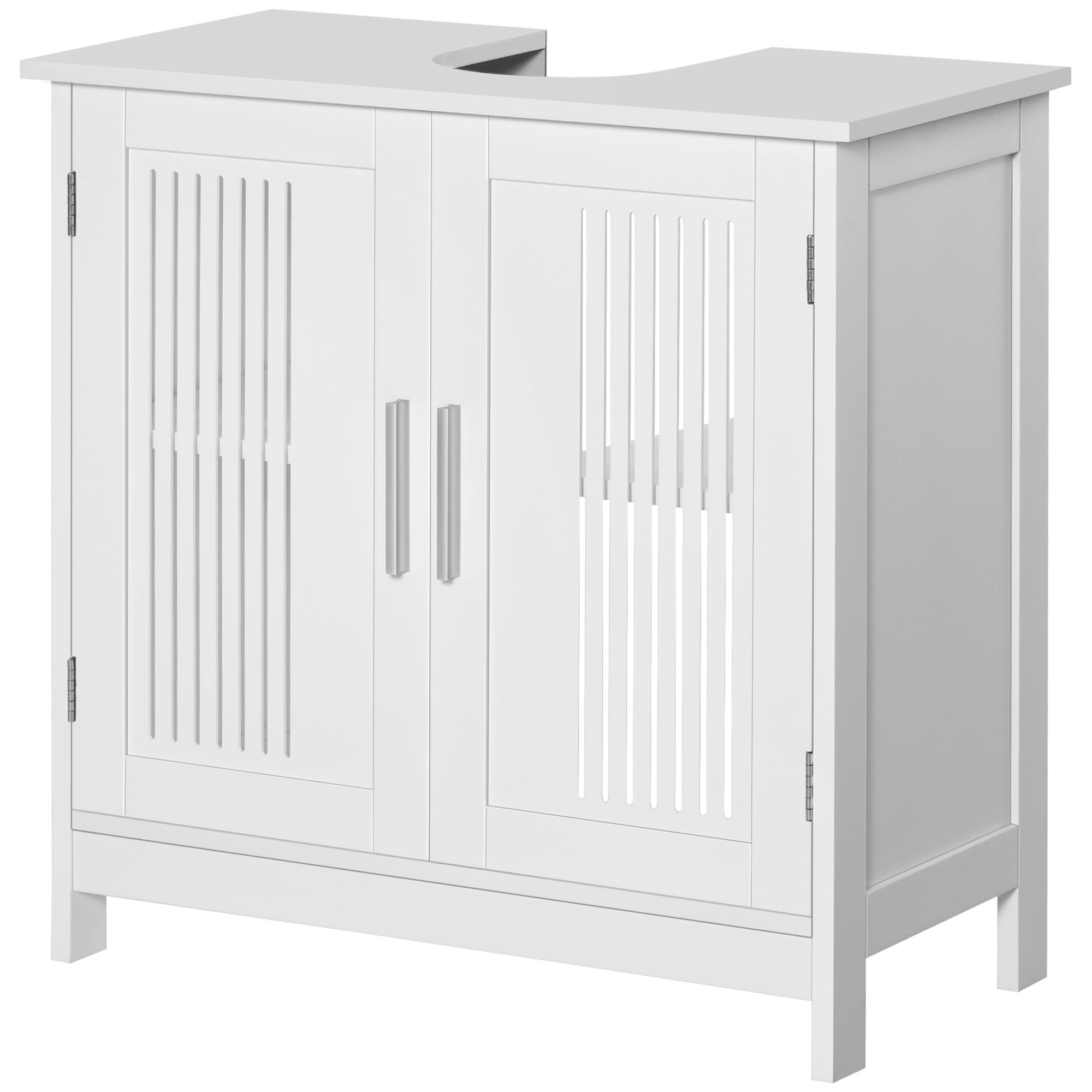 Oszczędzająca miejsce szafka łazienkowa z 2 drzwiami z płyty MDF z regulowanymi półkami, 60 x 30 x 60 cm, biała
